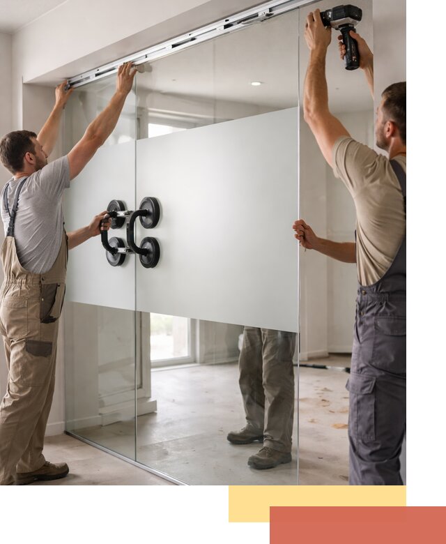 Матовые стеклянные перегородки под ключ в Кимовске