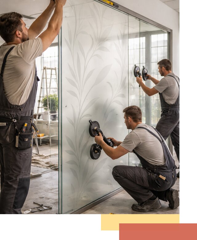 Стеклянные перегородки с рисунком на заказ в Кимовске