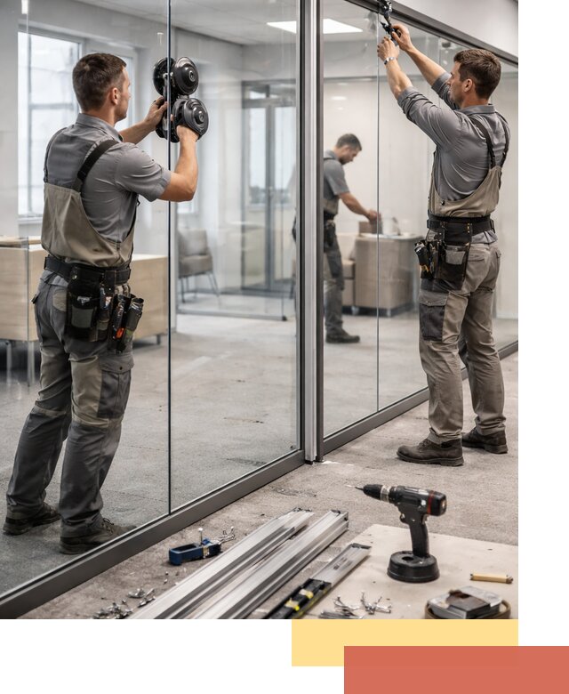 Стеклянные офисные перегородки под ключ в Кимовске