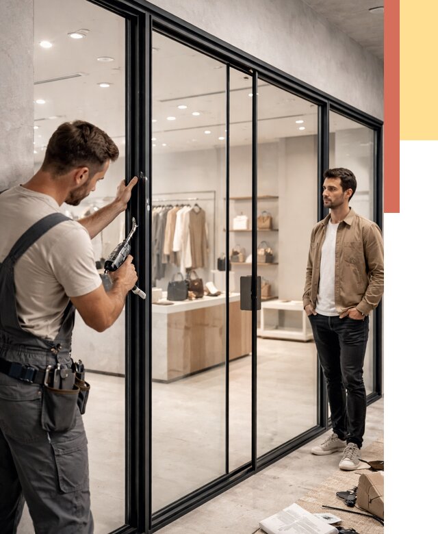 Стеклянные перегородки для магазинов в Кимовске от 8453 руб. под ключ | ОТДЕЛОЧНИК-Кмв