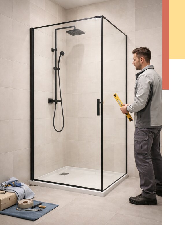 Стеклянные перегородки для душа в Кимовске от 12885 руб. | Монтаж под ключ — ОТДЕЛОЧНИК-Кмв