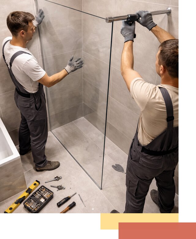 Стеклянные перегородки для душа в Кимовске — изготовление и монтаж