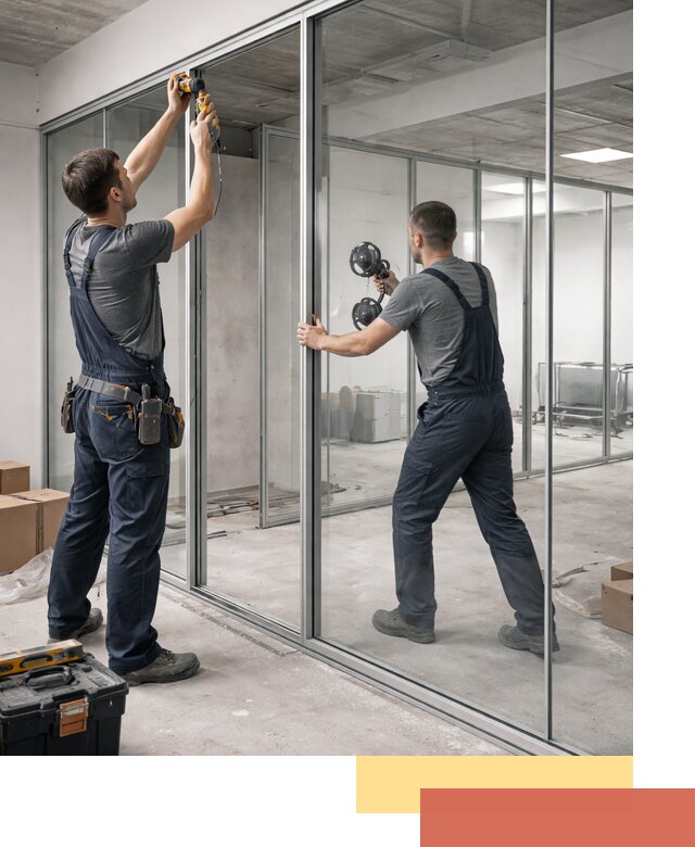 Алюминиевые перегородки со стеклом в Кимовске — изготовление и монтаж