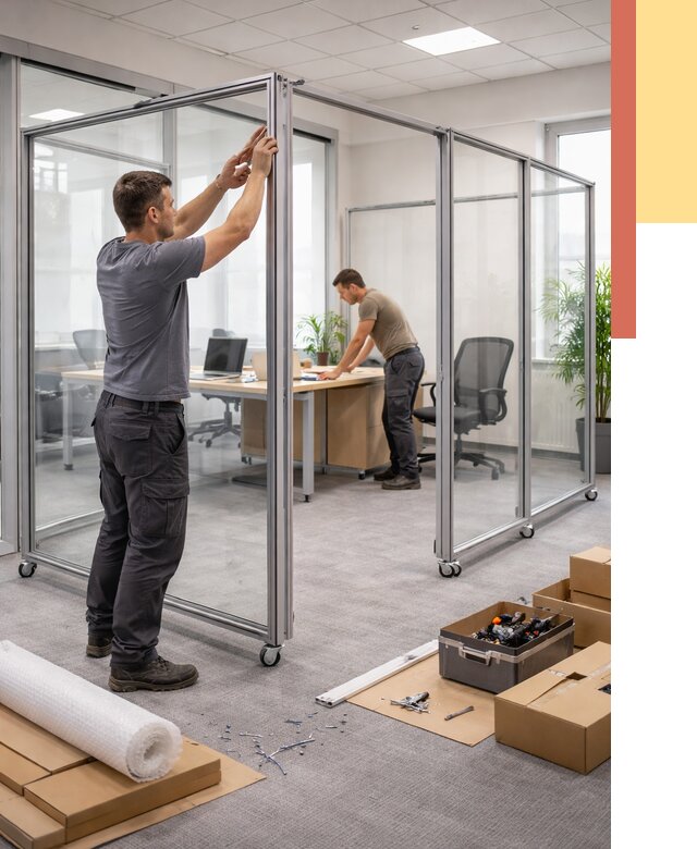 Мобильные офисные перегородки в Кимовске от 12885 руб. — установка под ключ | ОТДЕЛОЧНИК-Кмв