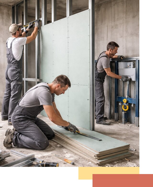 Монтаж и ремонт сантехнических перегородок в Кимовске