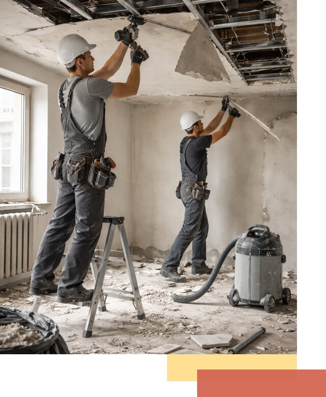 Демонтаж гипсокартонного потолка в Кимовске быстро и аккуратно