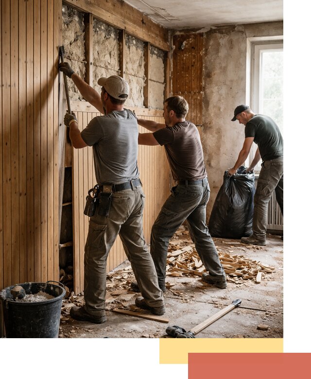 Демонтаж вагонки и вывоз материалов в Кимовске