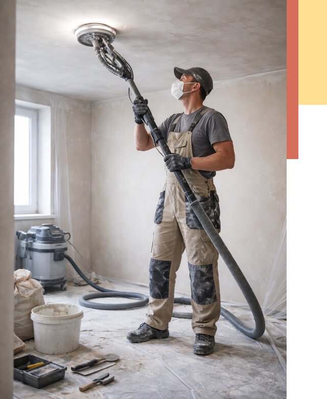 Шлифовка потолка в Кимовске от 3608 руб. — услуги шлифования потолка | ОТДЕЛОЧНИК-Кмв