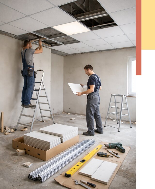 Монтаж потолка армстронг в Кимовске от 4639 руб/м2 — быстрая установка под ключ | ОТДЕЛОЧНИК-Кмв