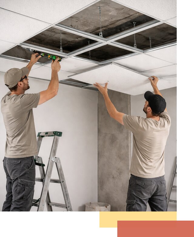 Монтаж потолка Армстронг под ключ в Кимовске