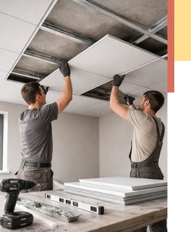 Монтаж кассетного потолка в Кимовске от 4639 руб/м2 — установка и сборка | ОТДЕЛОЧНИК-Кмв