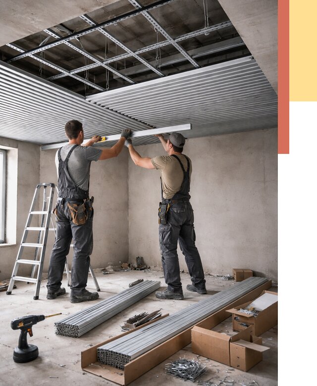 Монтаж реечного потолка в Кимовске от 4639 руб. под ключ | ОТДЕЛОЧНИК-Кмв