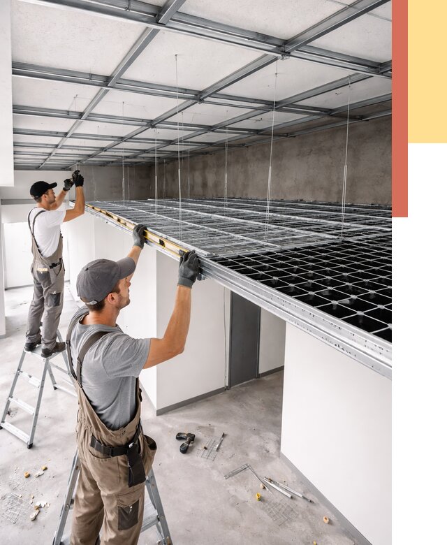 Монтаж потолка грильято в Кимовске от 464 руб./м² — быстрая сборка под ключ | ОТДЕЛОЧНИК-Кмв