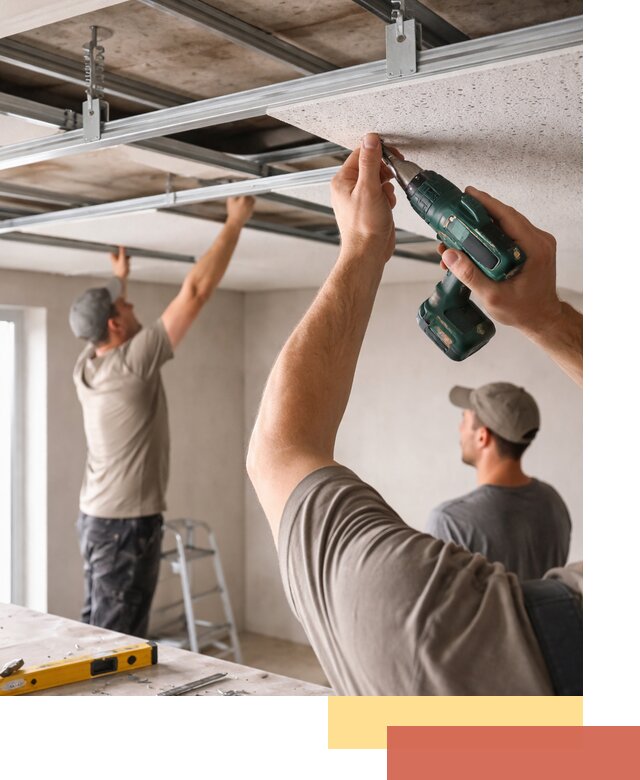 Монтаж акустического потолка в Кимовске под ключ