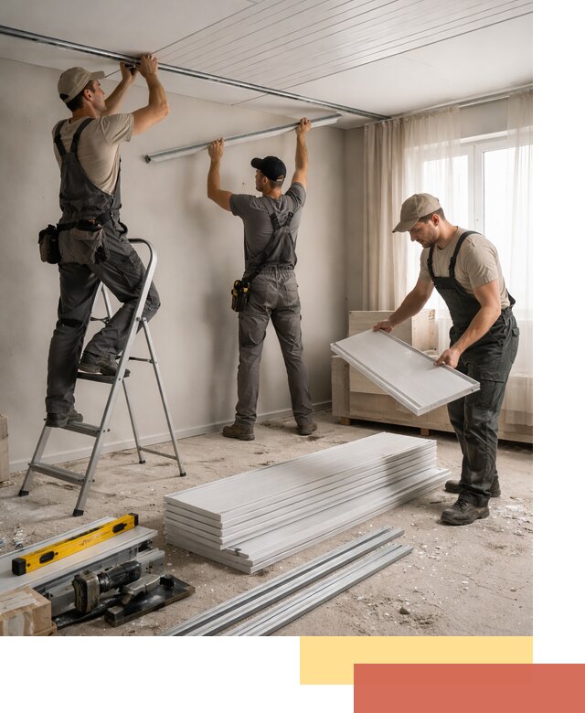 Монтаж потолка из ПВХ панелей в Кимовске оперативно и качественно