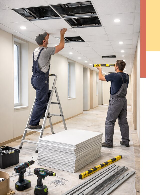 Ремонт потолка Армстронг в Кимовске от 4639 руб. — быстро и недорого | ОТДЕЛОЧНИК-Кмв