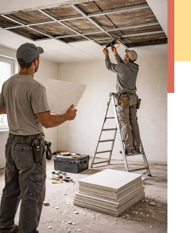 Замена плит подвесного потолка в Кимовске от 1804 руб. быстро и недорого | ОТДЕЛОЧНИК-Кмв