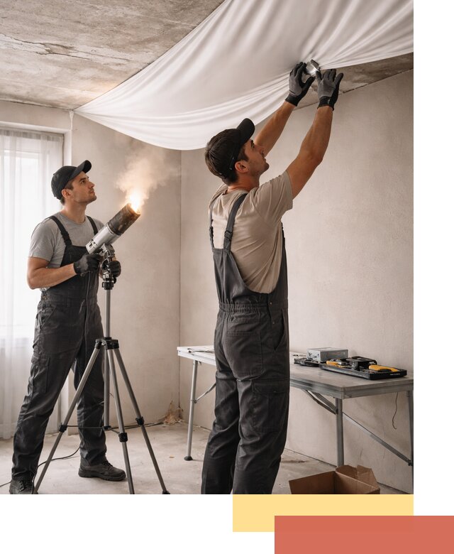 Установка натяжного потолка под ключ в Кимовске