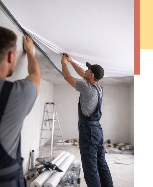 Монтаж матового натяжного потолка в Кимовске от 4639 руб./м² — быстро и недорого | ОТДЕЛОЧНИК-Кмв