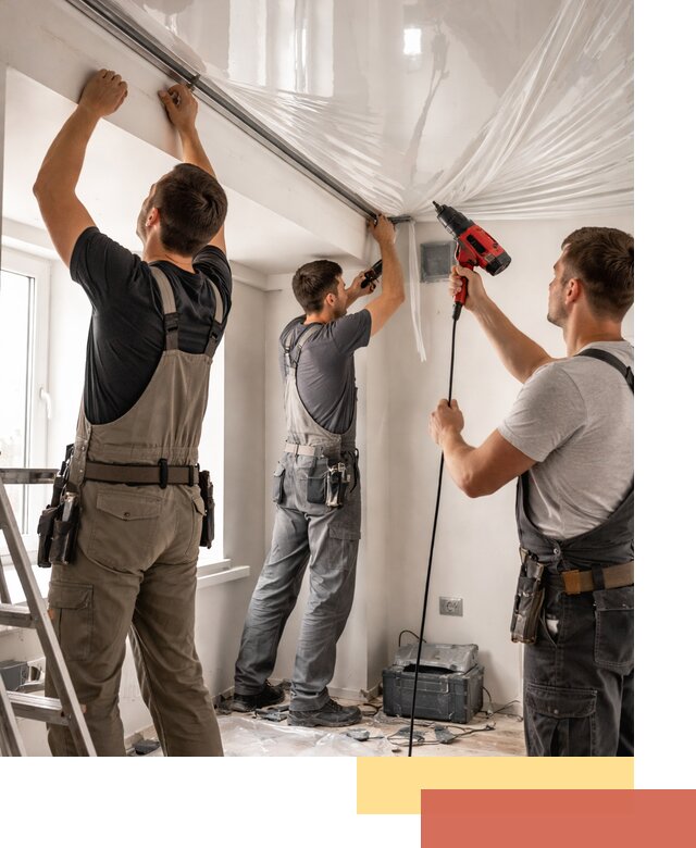 Монтаж глянцевого натяжного потолка в Кимовске быстро и качественно