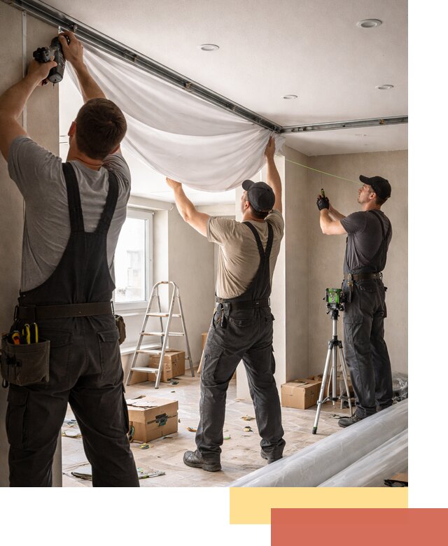 Монтаж парящего натяжного потолка под ключ в Кимовске