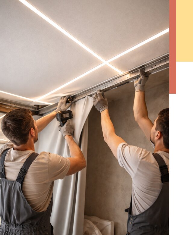 Монтаж натяжного потолка со световыми линиями в Кимовске от 1237 руб. | ОТДЕЛОЧНИК-Кмв