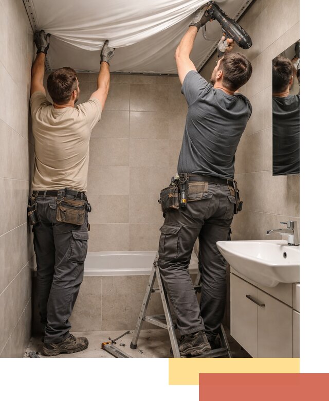 Монтаж натяжного потолка в ванной в Кимовске быстро и качественно