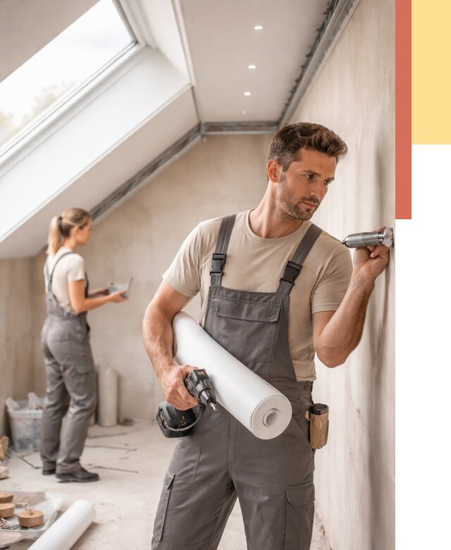 Монтаж натяжного потолка на мансарде в Кимовске от 3608 руб. | ОТДЕЛОЧНИК-Кмв