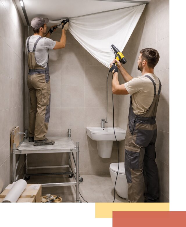 Монтаж натяжного потолка в санузле в Кимовске