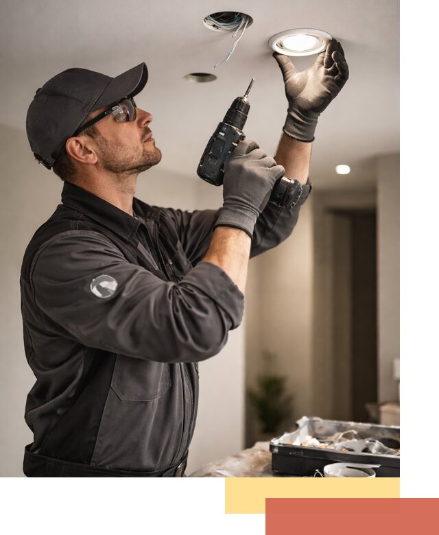 Установка точечных светильников в натяжной потолок в Кимовске