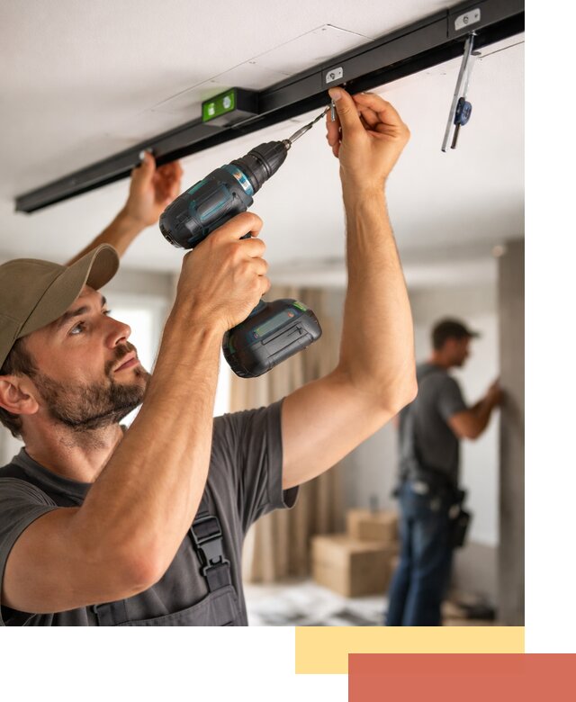 Установка трековых светильников в натяжной потолок в Кимовске