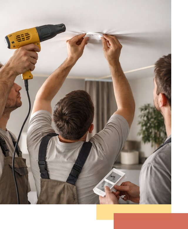 Ремонт прокола полотна натяжного потолка в Кимовске