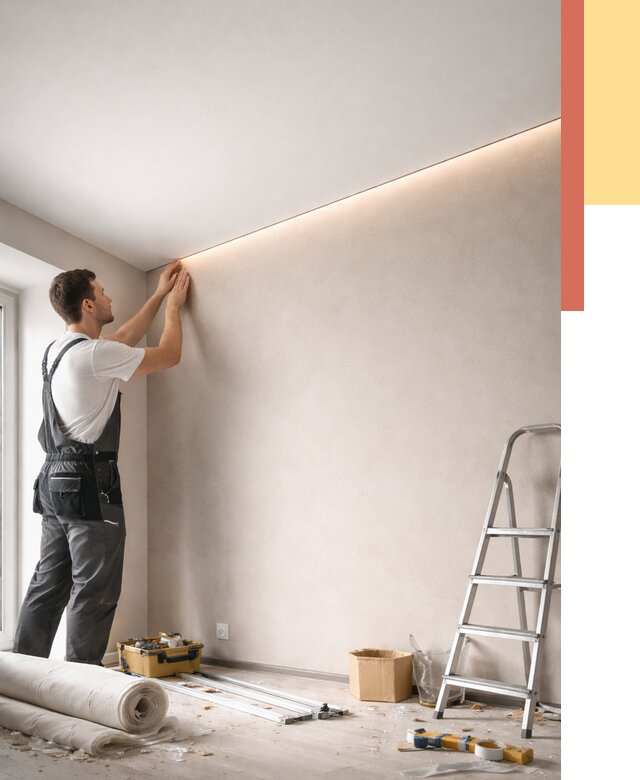 Теневые натяжные потолки в Кимовске от 8453 руб. под ключ | ОТДЕЛОЧНИК-Кмв