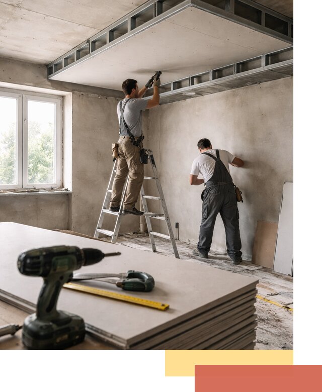 Двухуровневый потолок из гипсокартона в Кимовске