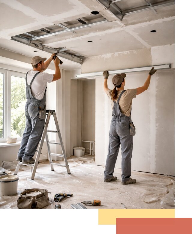 Монтаж многоуровневого потолка из гипсокартона в Кимовске