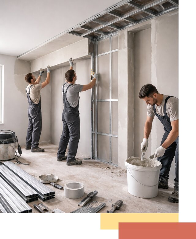 Монтаж потолка из гипсокартона с нишей в Кимовске