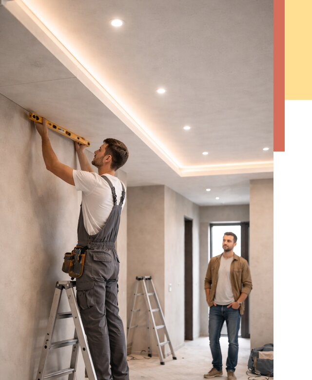 Потолок из гипсокартона с подсветкой в Кимовске от 773 руб./м2 под ключ | ОТДЕЛОЧНИК-Кмв