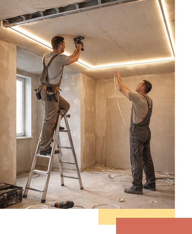 Потолок из гипсокартона с подсветкой в Кимовске