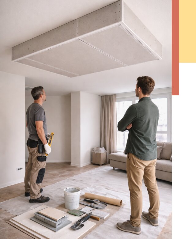 Короб на потолке из гипсокартона в Кимовске от 2268 руб. — монтаж и услуги под ключ | ОТДЕЛОЧНИК-Кмв