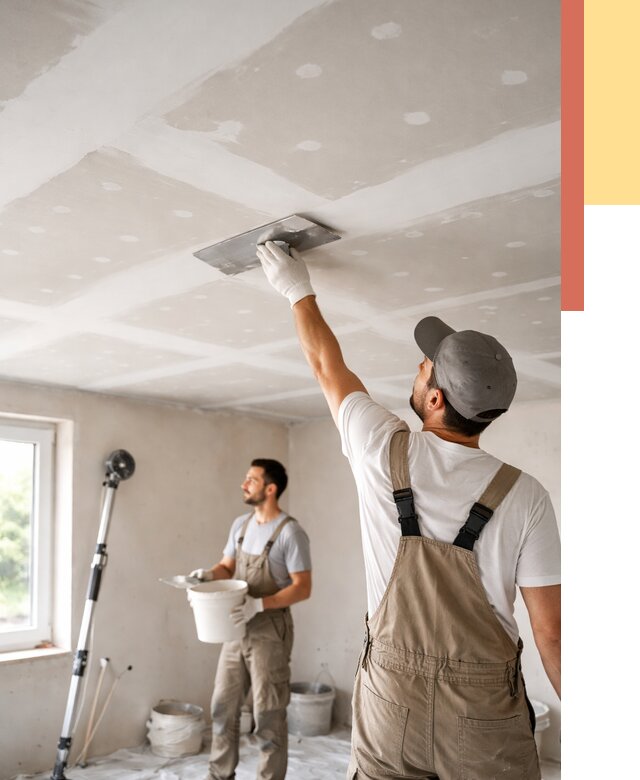 Шпаклевка потолка из гипсокартона в Кимовске от 3299 руб./м2 — услуги под ключ | ОТДЕЛОЧНИК-Кмв