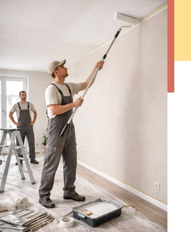 Покраска потолка из гипсокартона в Кимовске от 4639 руб./м2 — услуги под ключ | ОТДЕЛОЧНИК-Кмв