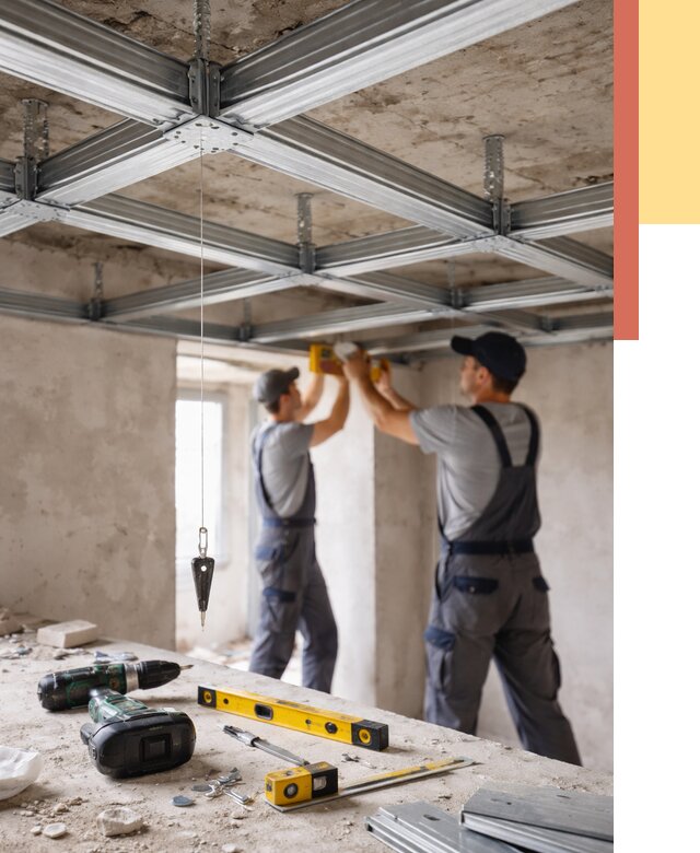 Монтаж каркаса потолка из профиля в Кимовске от 4639 руб. — услуги ОТДЕЛОЧНИК-Кмв