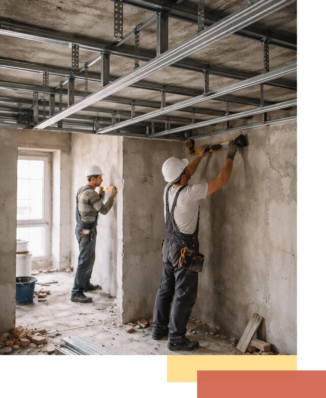 Монтаж каркаса потолка из профильного профиля в Кимовске