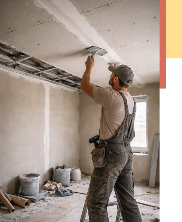 Ремонт потолка из гипсокартона в Кимовске от 670 руб./м² — быстро и недорого | ОТДЕЛОЧНИК-Кмв