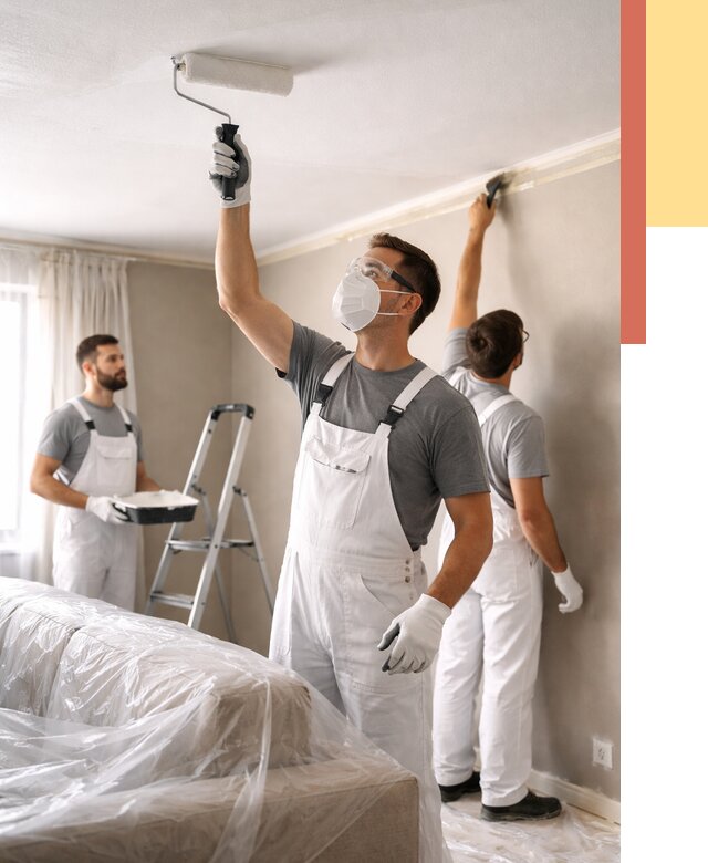 Покраска потолка водоэмельсионной краской в Кимовске от 2268 руб/м² — услуги под ключ | ОТДЕЛОЧНИК-Кмв