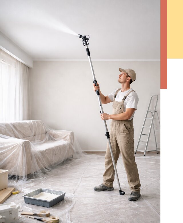 Покраска потолка краскопультом в Кимовске от 4639 руб. быстро и недорого | ОТДЕЛОЧНИК-Кмв