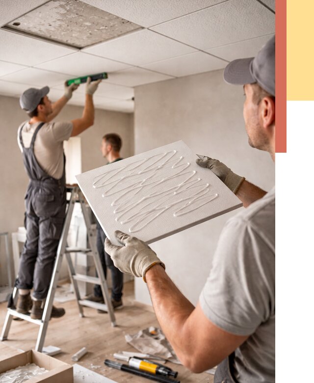 Монтаж потолочной плитки в Кимовске от 4639 руб. — быстро и недорого | ОТДЕЛОЧНИК-Кмв