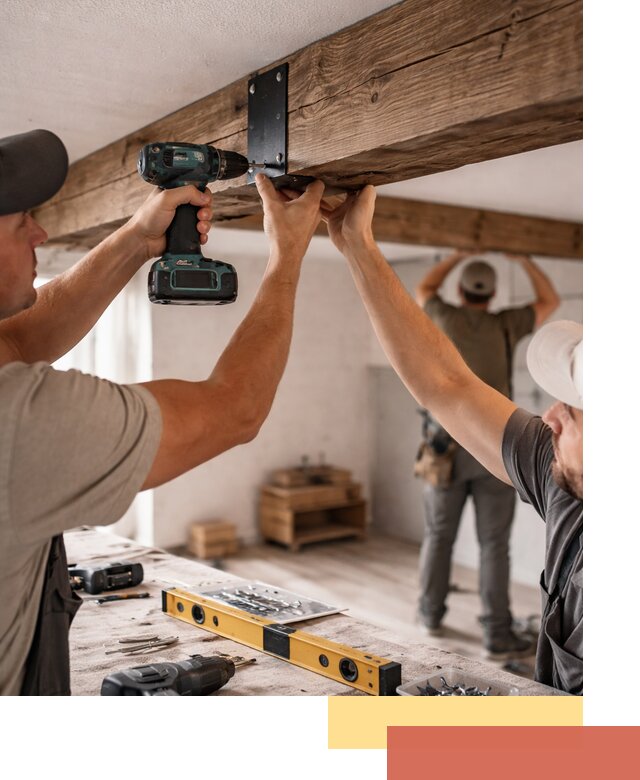 Монтаж декоративных потолочных балок в Кимовске